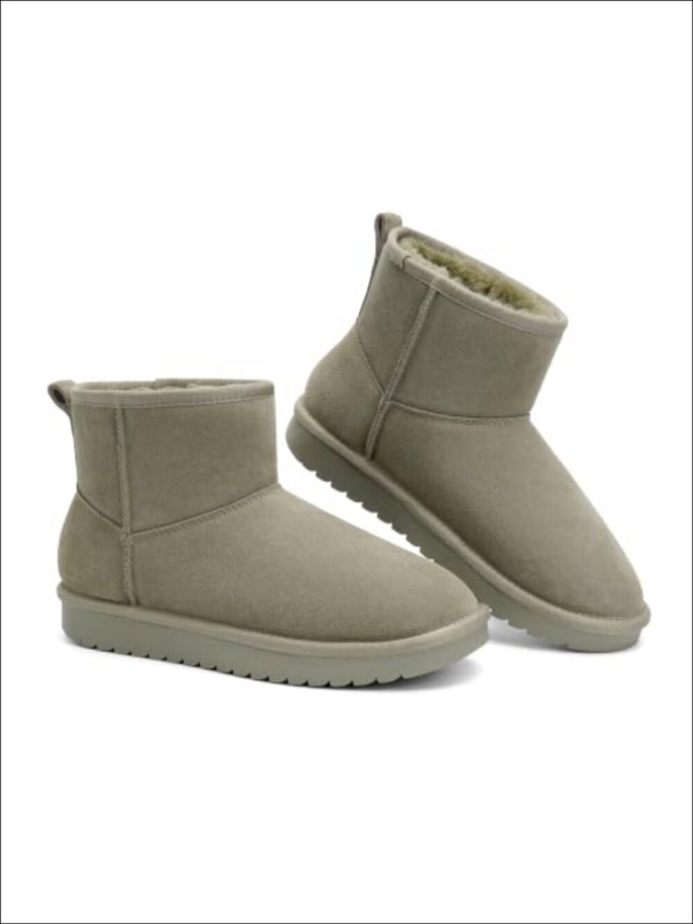 Genuine Suede Leather Ankle Mini Boots Women Winter Snow Booties